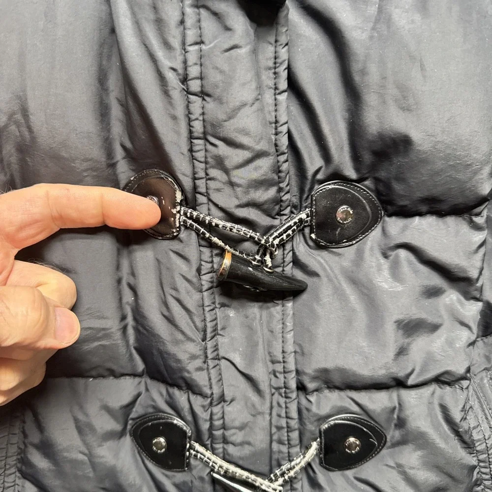 Calvin Klein Mens Black Hooded Toggle Quilted‎ Jacket Large Classic Winter